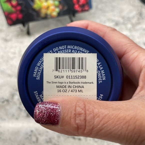 Starbucks 2024 Sapphire Blue Checkered SS Daisy  Charm Tumbler. NWT. HFT. Wow! - Picture 10 of 10